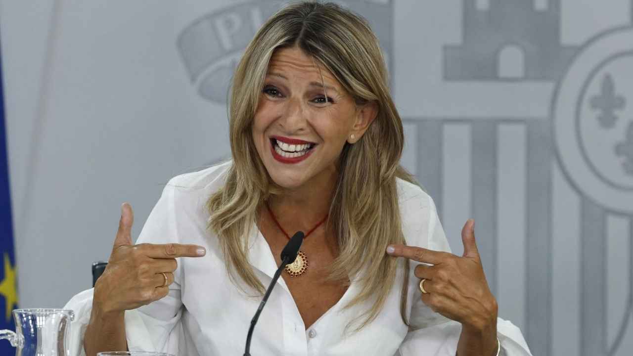 Yolanda Díaz durante una comparecencia sobre la reforma del despido